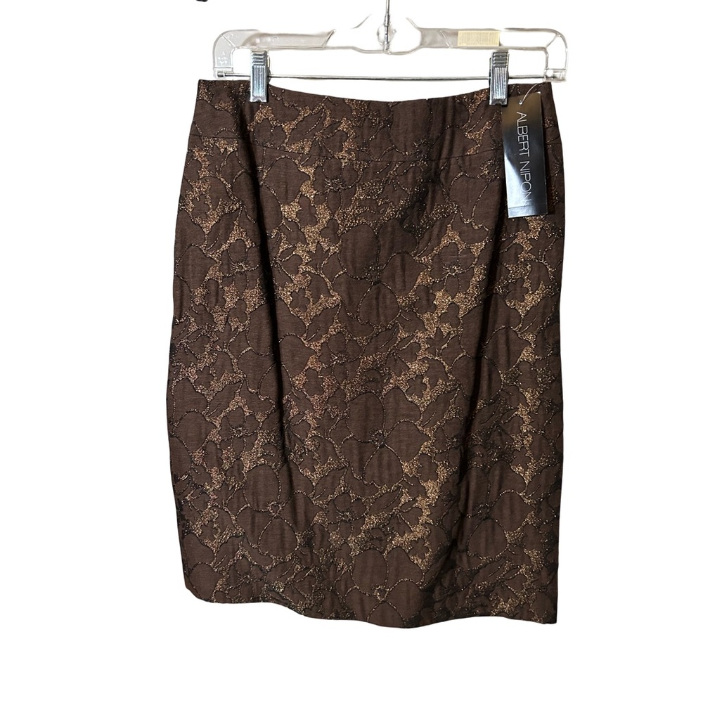 BRAND NEW!!! Never Worn!!! Albert Nipon Chocolate Brown Lace Suit. Fully Lined. - Picture 2 of 2